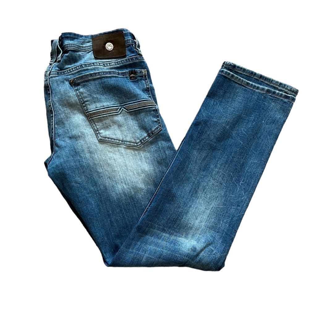 BUFFALO Slim Straight Stretch Bleach Wash Mid Rise Casual Denim Jean 32